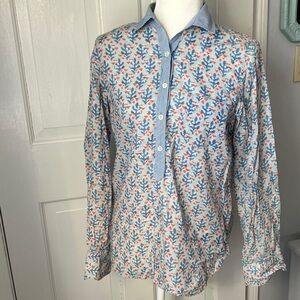 J. Crew coral block print popover cotton tunic blouse 4